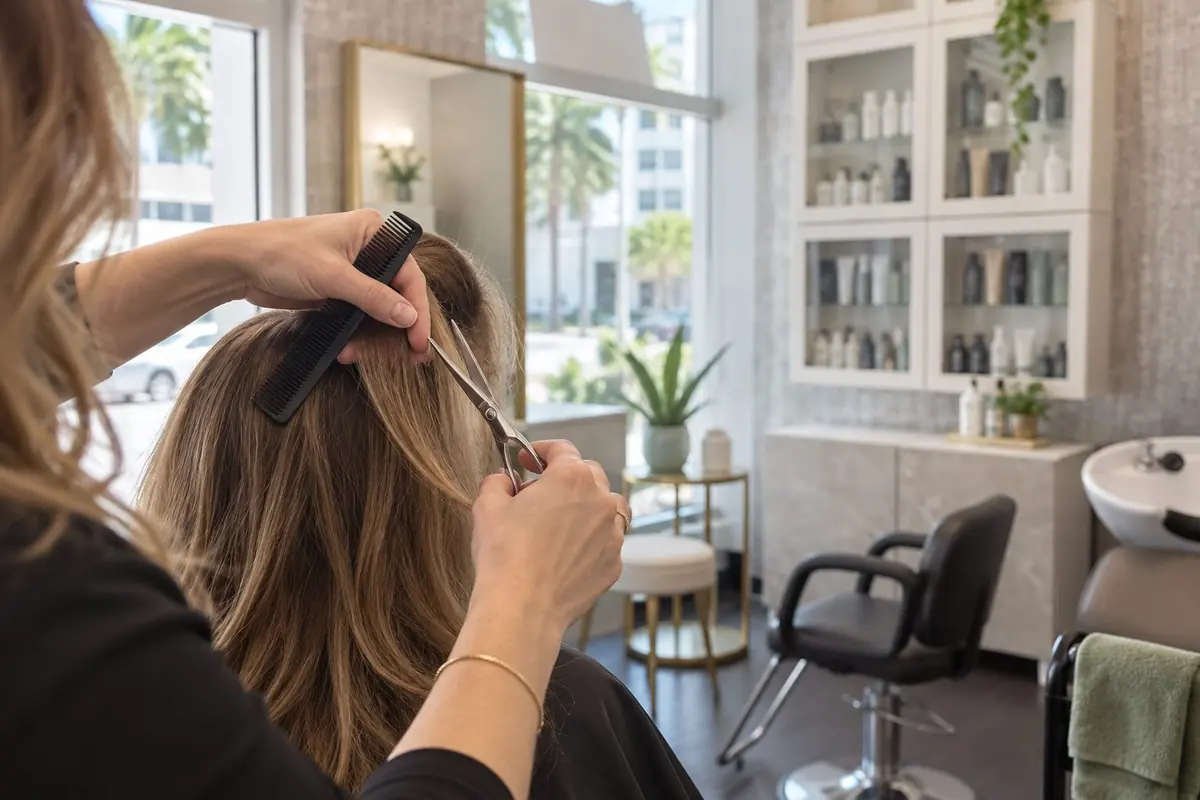 Master stylist at work at M/C Salon & Spa in downtown Sarasota