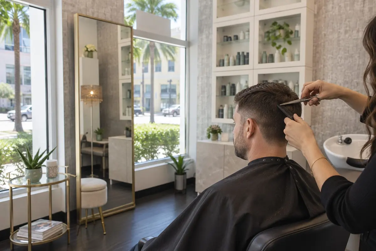 Men's precision haircut at M/C Salon & Spa in downtown Sarasota