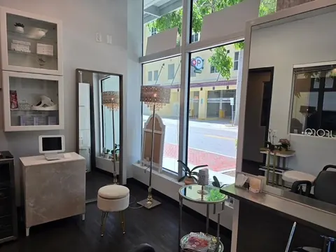 Reception corner of the M/C Salon & Spa suite in downtown Sarasota