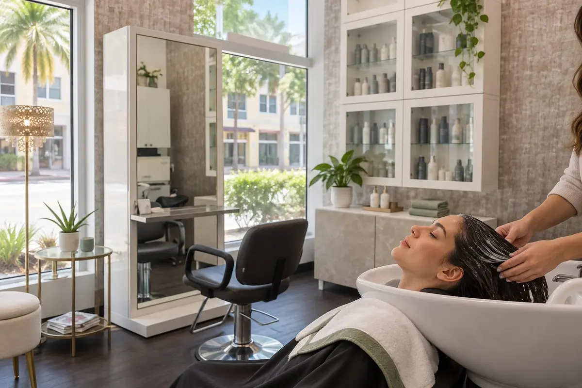 Conditioning hair treatment at M/C Salon & Spa in downtown Sarasota