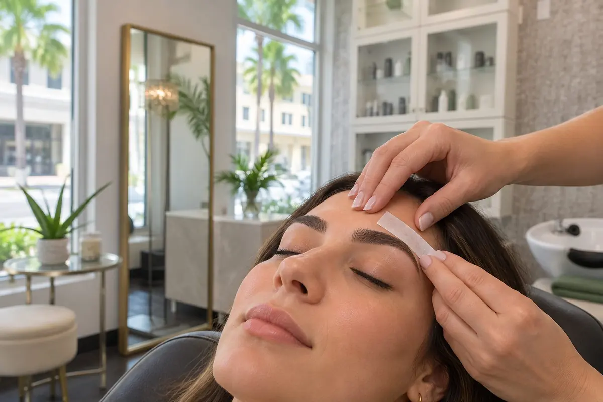 Eyebrow waxing in the private suite at M/C Salon & Spa in Sarasota