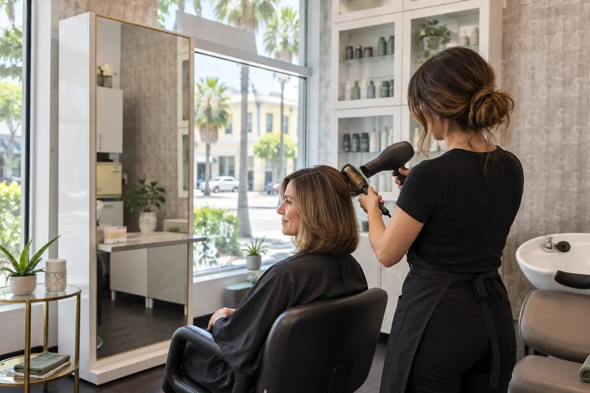 Women's precision haircut and blowout at M/C Salon & Spa in downtown Sarasota