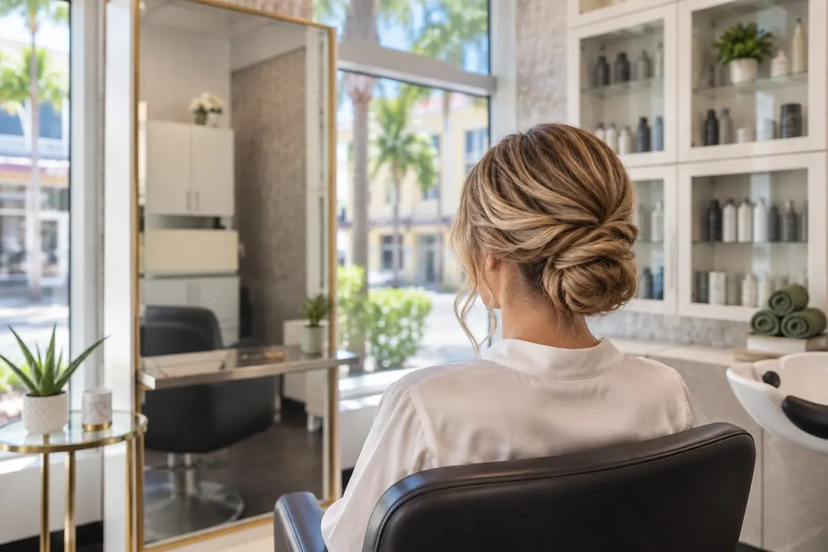Wedding updo styled at M/C Salon & Spa in Sarasota